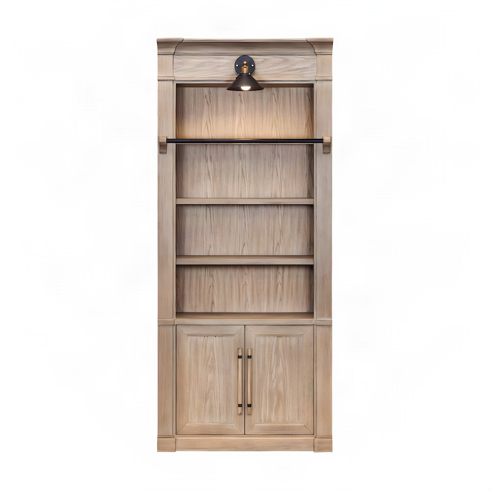 Contemporary Wood Tall Bookcase with Open Display Storage Shelves, Brown