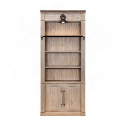 Contemporary Wood Tall Bookcase with Open Display Storage Shelves, Brown