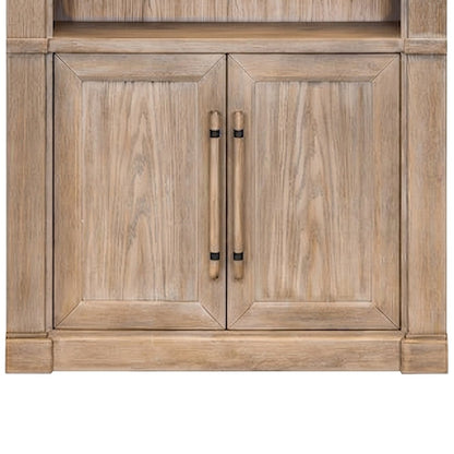 Contemporary Wood Tall Bookcase with Open Display Storage Shelves, Brown