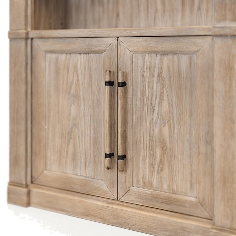Contemporary Wood Tall Bookcase with Open Display Storage Shelves, Brown