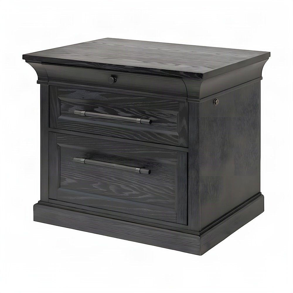 Hardwood Solid and Veneer Lateral File Cabinet with Storage Drawers, Black