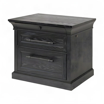 Hardwood Solid and Veneer Lateral File Cabinet with Storage Drawers, Black