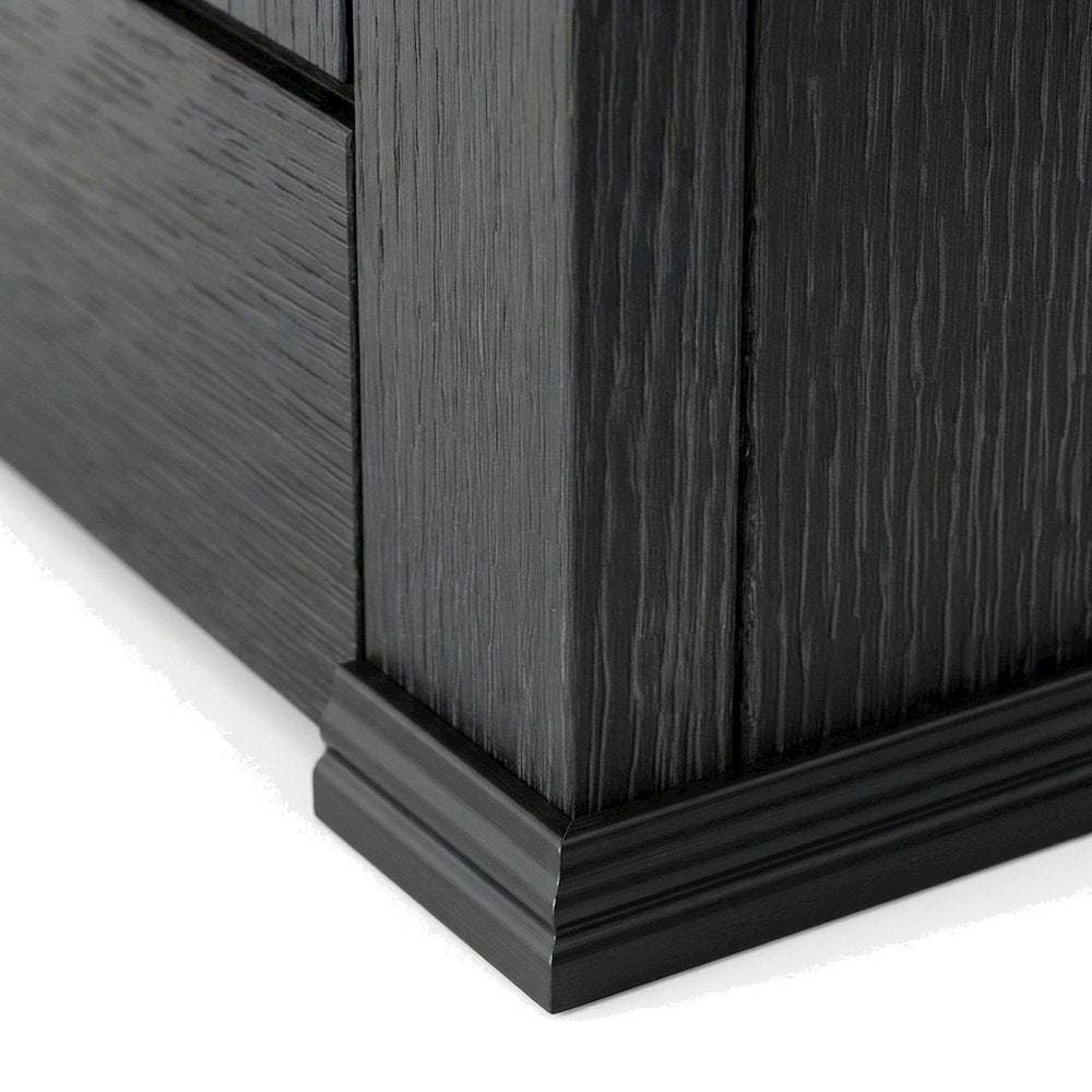 Hardwood Solid and Veneer Lateral File Cabinet with Storage Drawers, Black