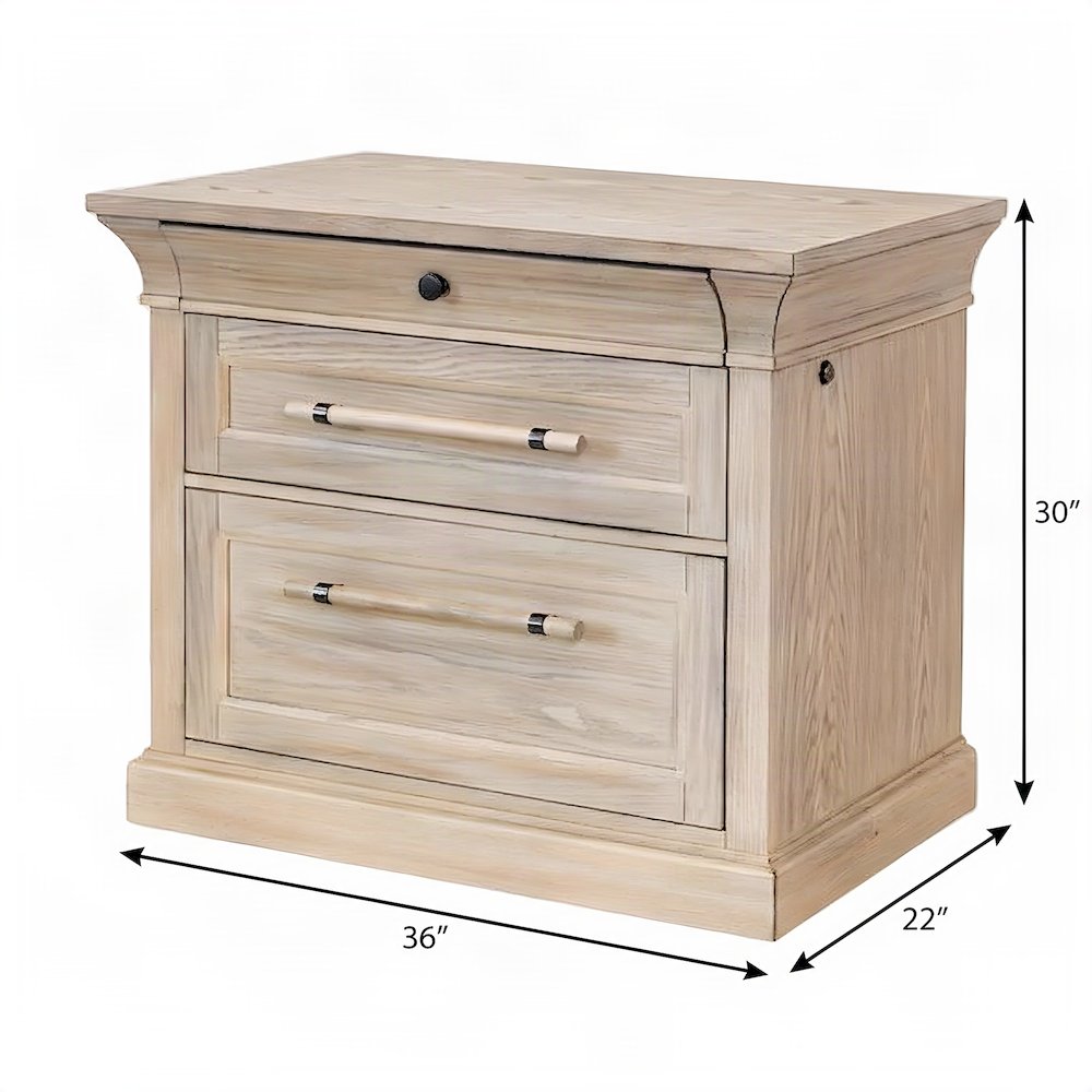 Hardwood Solid and Veneer Lateral File Cabinet with Storage Drawers, Brown
