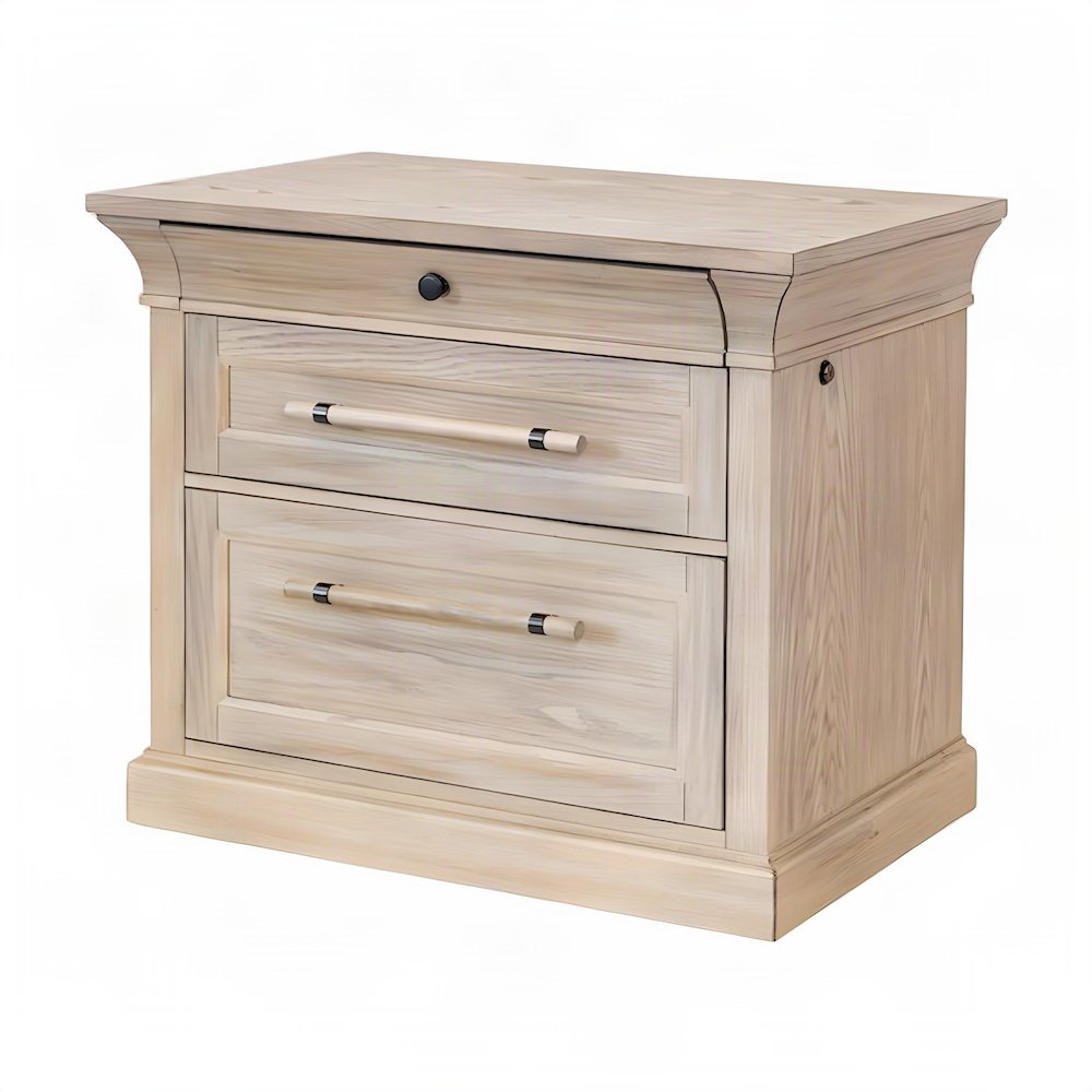 Hardwood Solid and Veneer Lateral File Cabinet with Storage Drawers, Brown