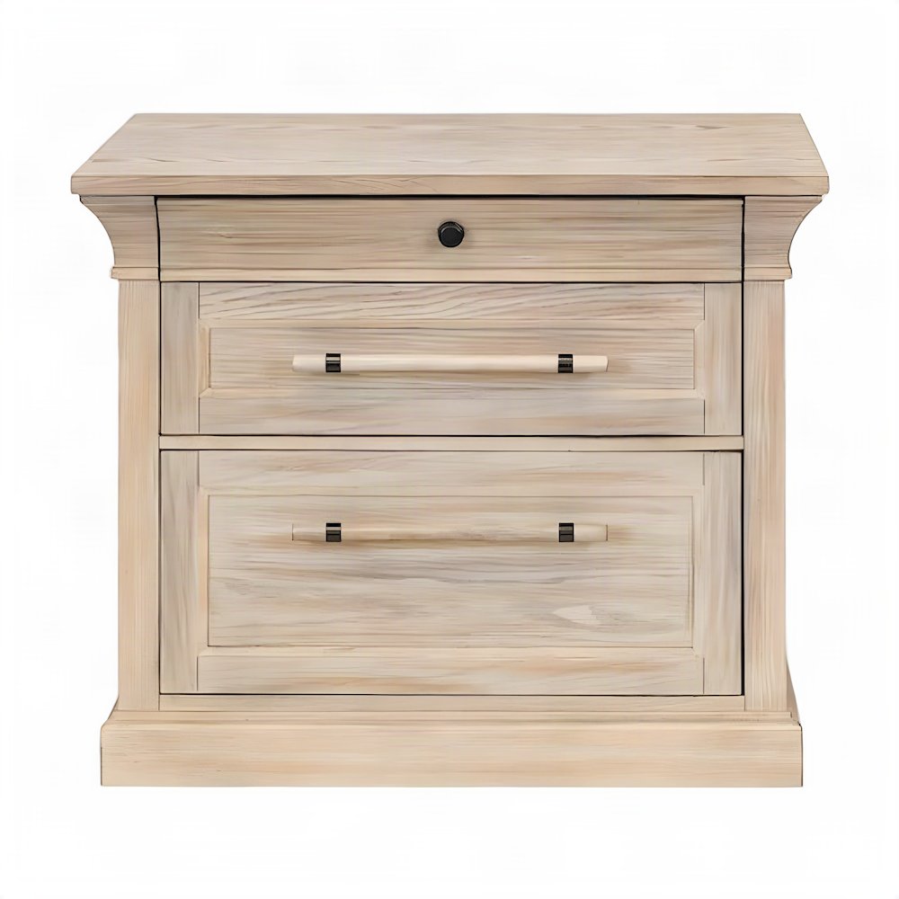 Hardwood Solid and Veneer Lateral File Cabinet with Storage Drawers, Brown