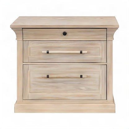 Hardwood Solid and Veneer Lateral File Cabinet with Storage Drawers, Brown