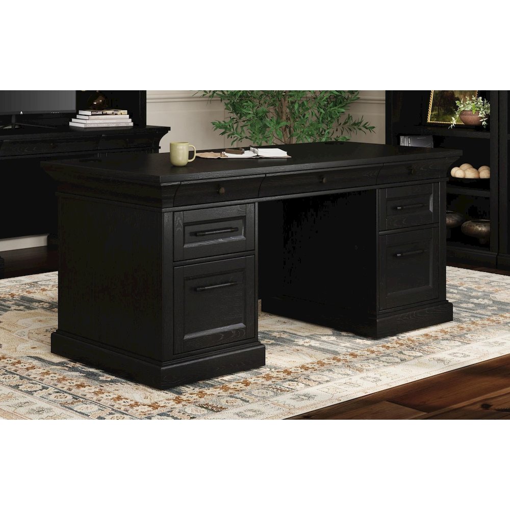 Traditional Wood Double Pedestal Desk, Executive Desk, Office Table