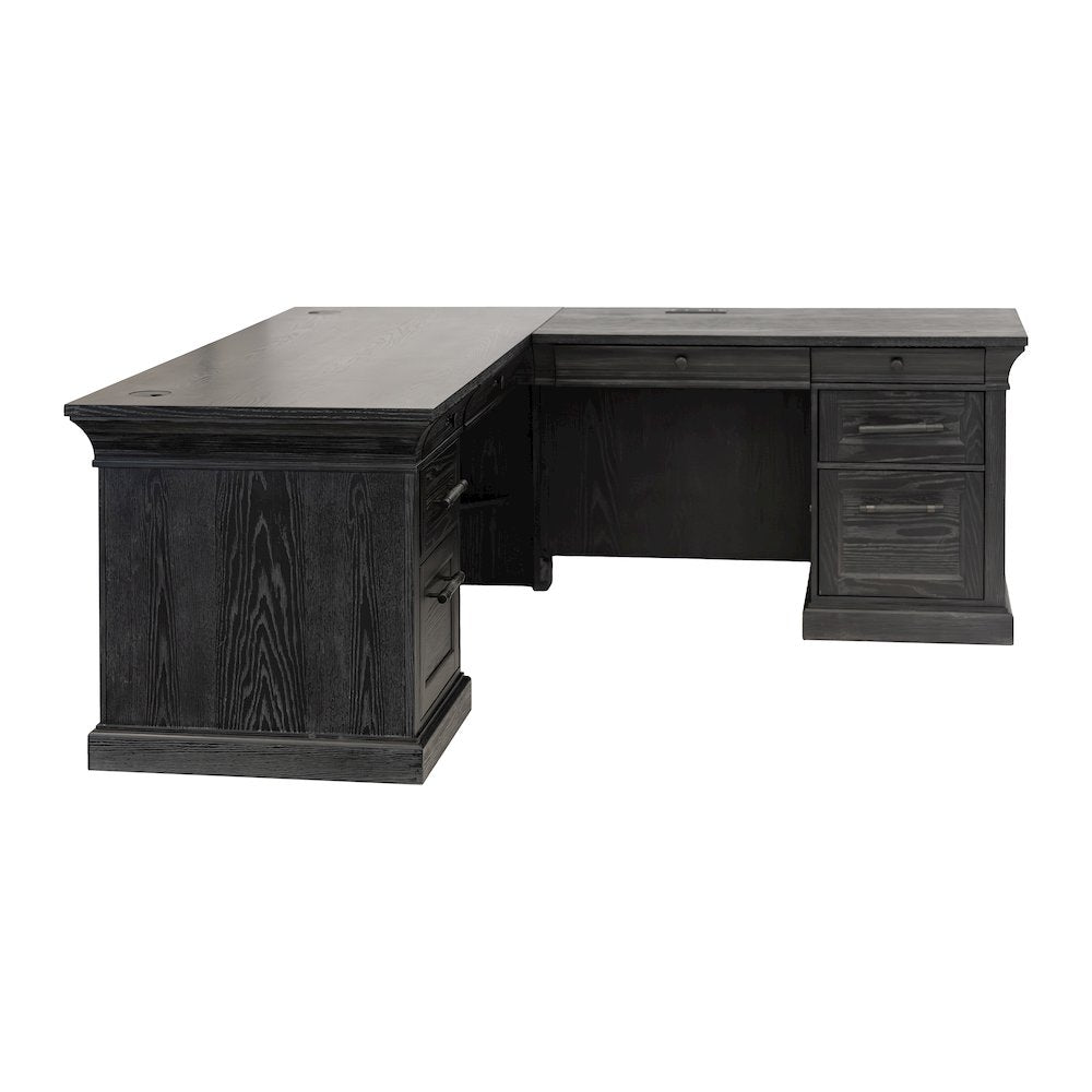 Traditional Executive Wood Double Pedestal L-Desk, Corner Desk, Office Table