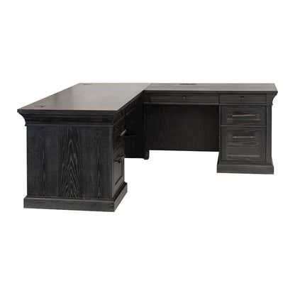 Traditional Executive Wood Double Pedestal L-Desk, Corner Desk, Office Table