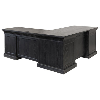 Traditional Executive Wood Double Pedestal L-Desk, Corner Desk, Office Table