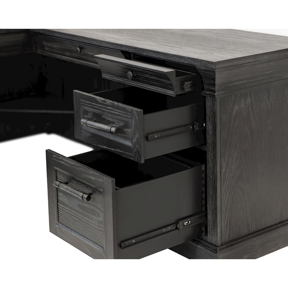 Traditional Executive Wood Double Pedestal L-Desk, Corner Desk, Office Table