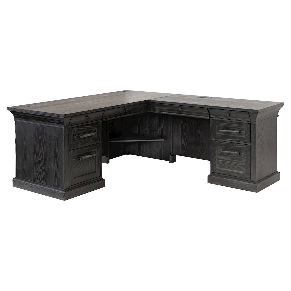 Traditional Executive Wood Double Pedestal L-Desk, Corner Desk, Office Table