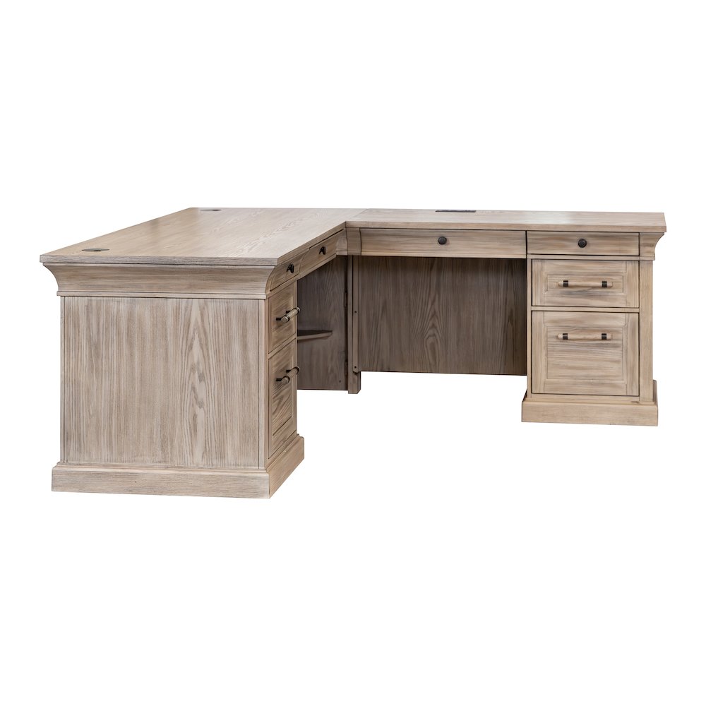 Traditional Executive Wood Double Pedestal L-Desk, Corner Desk, Office Table