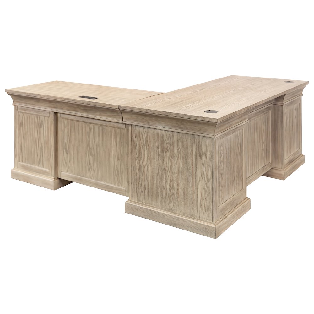 Traditional Executive Wood Double Pedestal L-Desk, Corner Desk, Office Table