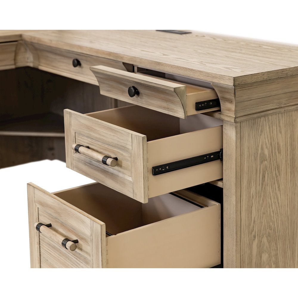 Traditional Executive Wood Double Pedestal L-Desk, Corner Desk, Office Table