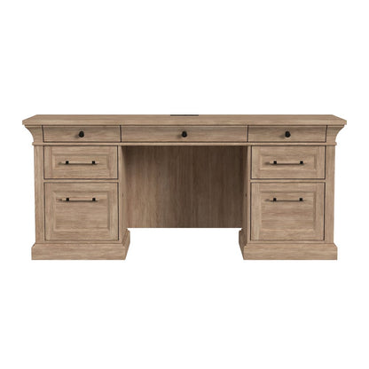 Traditional Wood Executive Desk, Storage Office Credenza