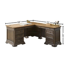 L-Desk & Return, 4 Drawers, 2 Files, Wire Management, Brown