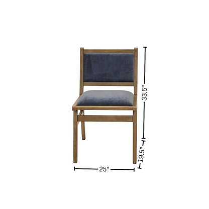 Two Mid-Century Modern Dining Side Chairs, Upholstered, Angled Back, Brown/Blue