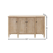 Wood Console Cabinet, 4 Doors, Pull-Out Shelf, Fully Assembled, Brown