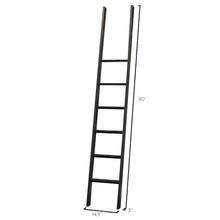 8' Tall Bookcase Wall With Ladder, Storage Organizer, Aged Chateau White