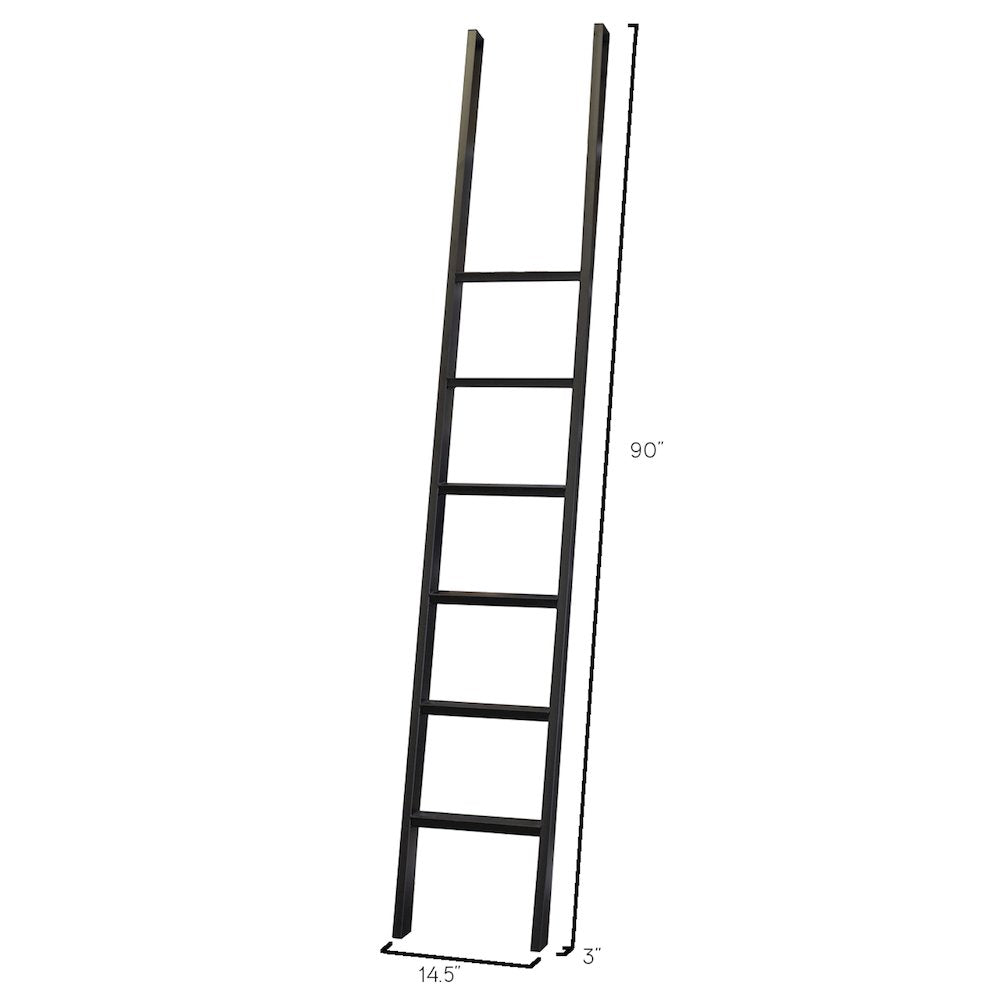 8' Tall Bookcase Wall With Ladder, Storage Organizer, Aged Chateau White