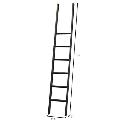 8' Tall Bookcase Wall With Ladder, Storage Organizer, Aged Chateau White
