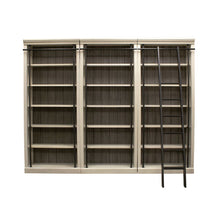 Wood Tall Bookcase with Ladder, Storage Organizer, Aged Chateau White, 120 Inch
