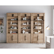 Three 8' Tall Bookcase Wall With Ladder, Storage Organizer, Display Shelf, Brown