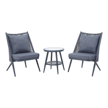 Chauncy Aluminum 3-Piece Outdoor Bistro Set in Gray