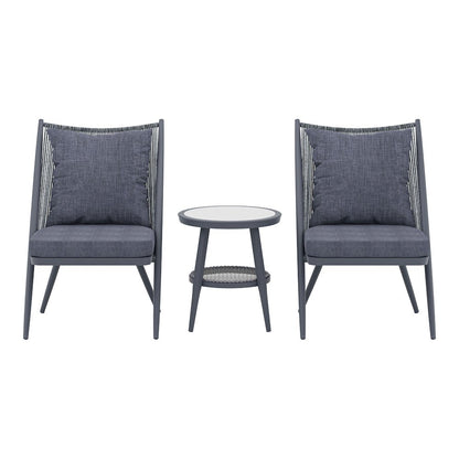 Chauncy Aluminum 3-Piece Outdoor Bistro Set in Gray