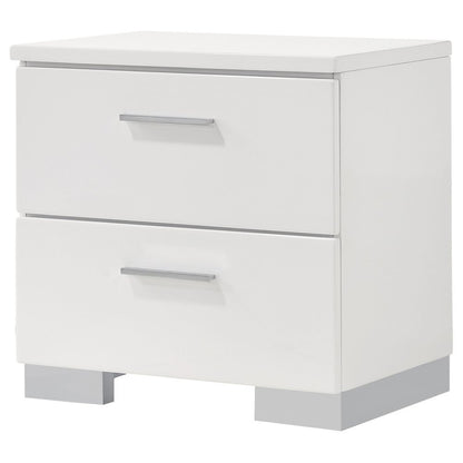 Modern 2-drawer White Nightstand with Drawers for Bedroom Storage