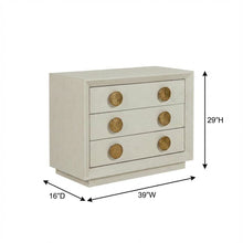 Cream Nightstand with Modern Design, Brushed Gold Accents, and Sleek Style