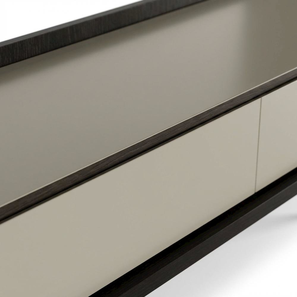 Modern Beige Walnut TV Stand with Engineered Wood Construction