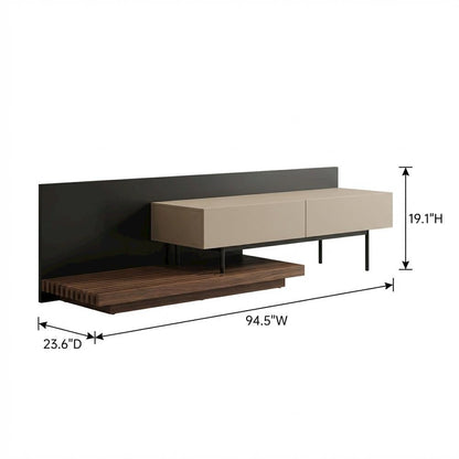 Modern Beige Walnut TV Stand with Engineered Wood Construction