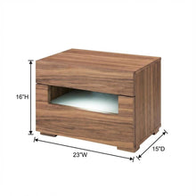 Walnut Nightstand with Contemporary Led Lighting for Bedroom