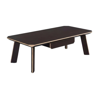 Brown Coffee Table with MDF and Steel Frame Modern Design Sturdy Surface