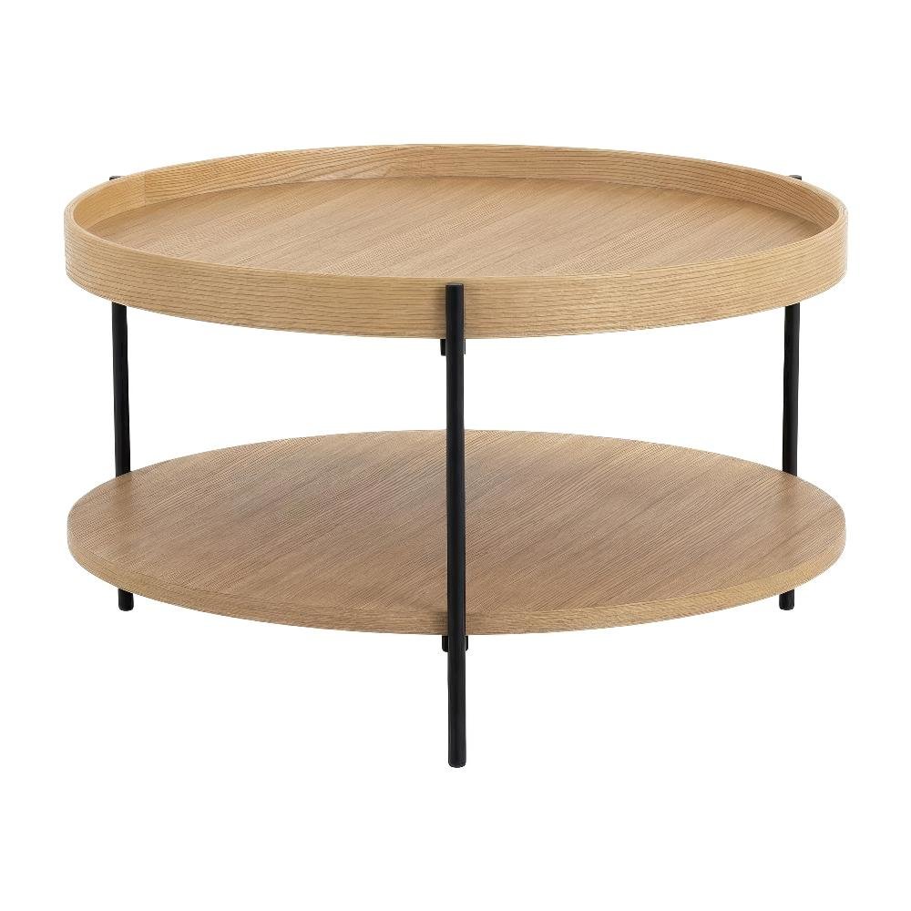 Brown Manufactured Wood Coffee Table with Iron Frame Single Piece