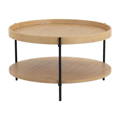 Brown Manufactured Wood Coffee Table with Iron Frame Single Piece