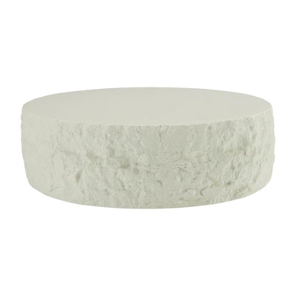 White Round Coffee Table with Fiberglass Surface and Modern Design