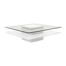 White Glass Coffee Table with MDF Base and Modern Design for Living Room
