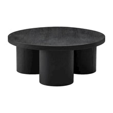 Black Solid and Manufactured Wood Round Coffee Table with Durable Finish