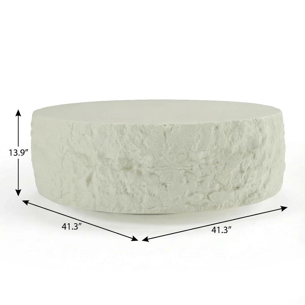 White Round Coffee Table with Fiberglass Surface and Modern Design