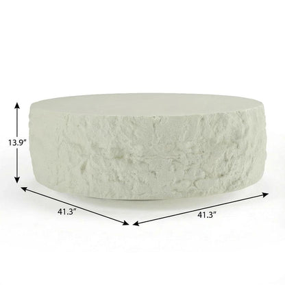 White Round Coffee Table with Fiberglass Surface and Modern Design