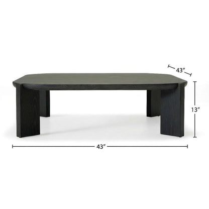 Brown Square Coffee Table with Solid and Manufactured Wood Top Durable Design