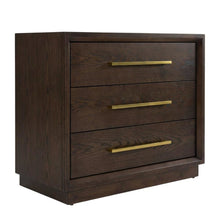 Contemporary Brown Oak and Gold Nightstand with Modern Design