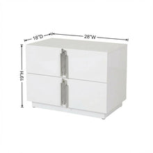 White and Stainless Steel Nightstand with Modern Design