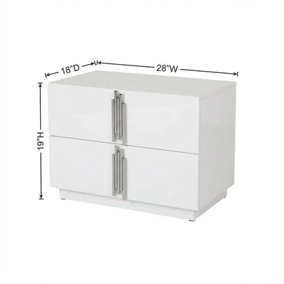 White and Stainless Steel Nightstand with Modern Design