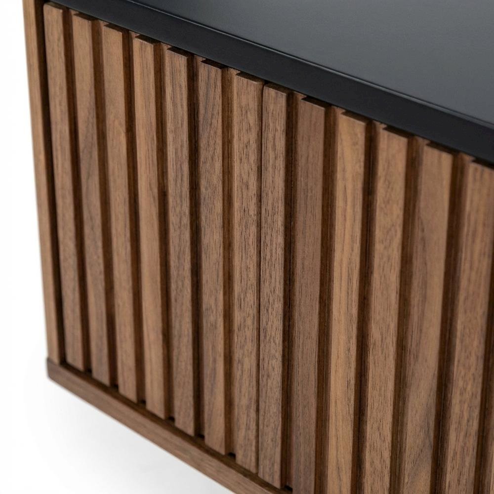 Walnut and Grey TV Stand with Modern Design and Engineered Wood Construction