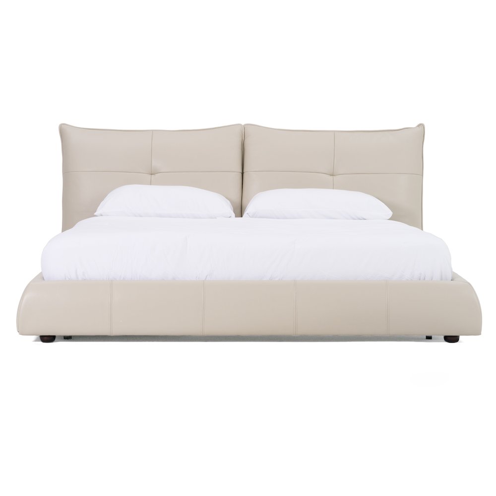 Modrest Patrick - Queen Modern Light Grey Leather Bed